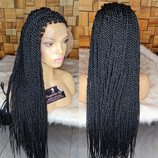 Braided Wig,rope Twists Blue,full Lace Wig, Senegalese Twists