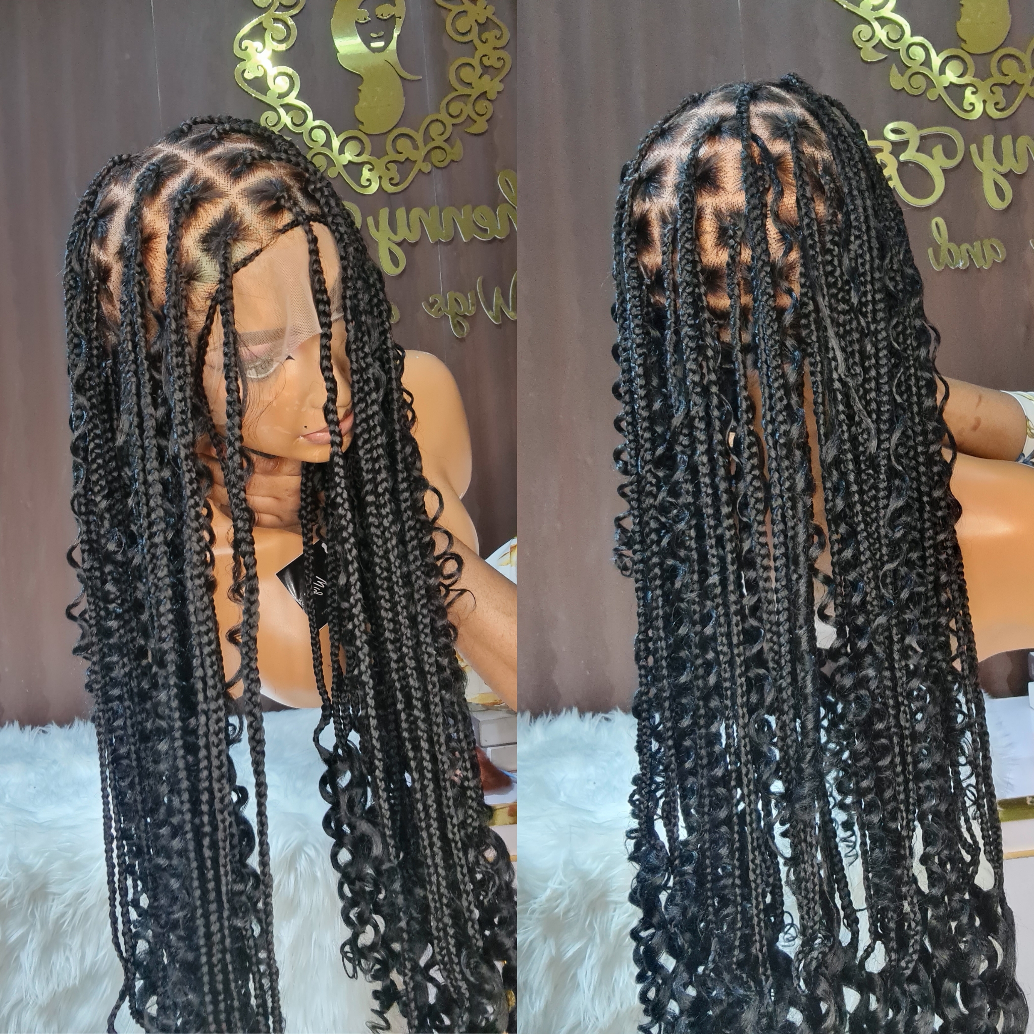 Full lace Wig Goddess Boho Medium Knotless Box Braid – KhennyEsther Wigs