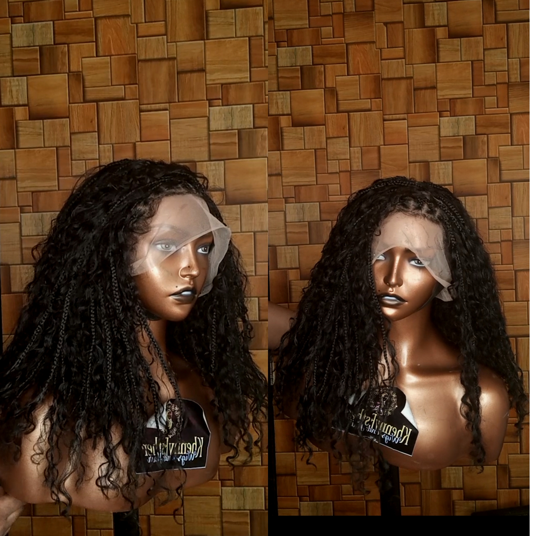 Full Lace Wig Human Hair Curl Stella Knotless Braid Khennyesther Wigs