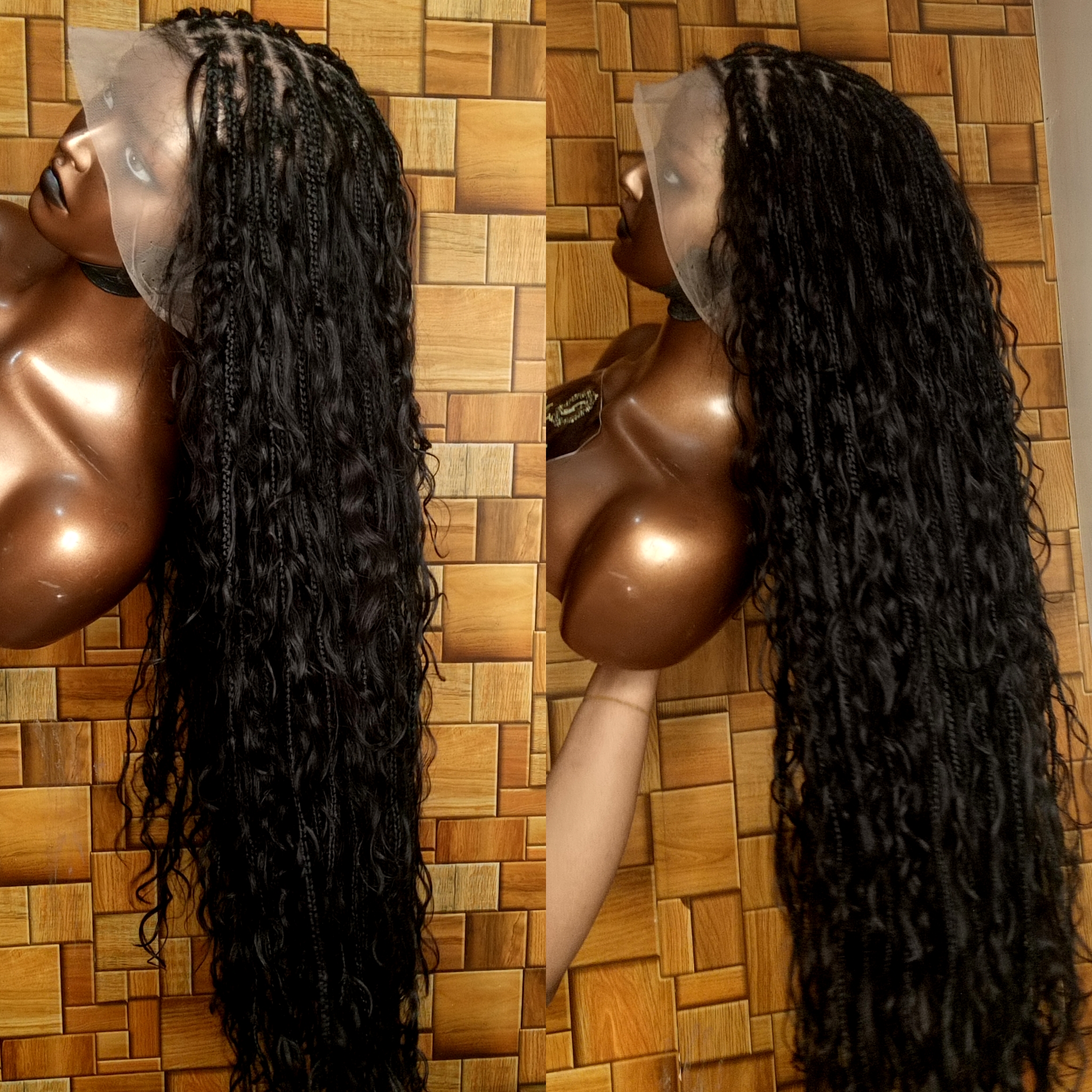 Full lace Wig Human Hair Curl Lush Extra Knotless Braid – KhennyEsther Wigs